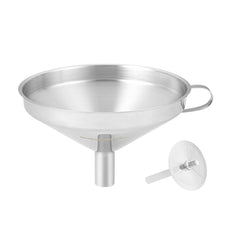 Met Lux 30 oz Stainless Steel Funnel - with Handle, Detachable Strainer - 8