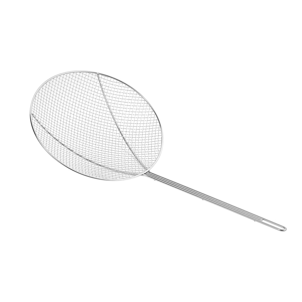 Motomori Round Coarse Mesh Nickel-Plated Steel Skimmer - 24 1/2" x 12" x 6 1/2" - 1 count box
