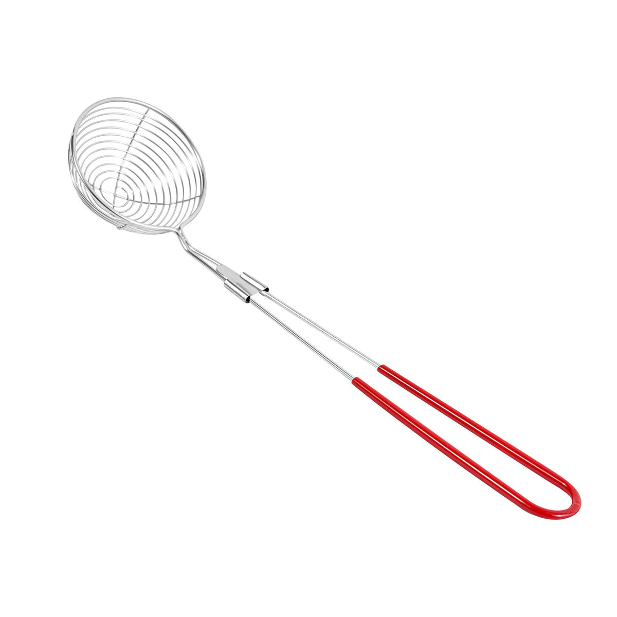 Motomori Stainless Steel Boba Scoop - with Red Coated Handle - 10 3/4" x 2 1/2" x 1" - 1 count box