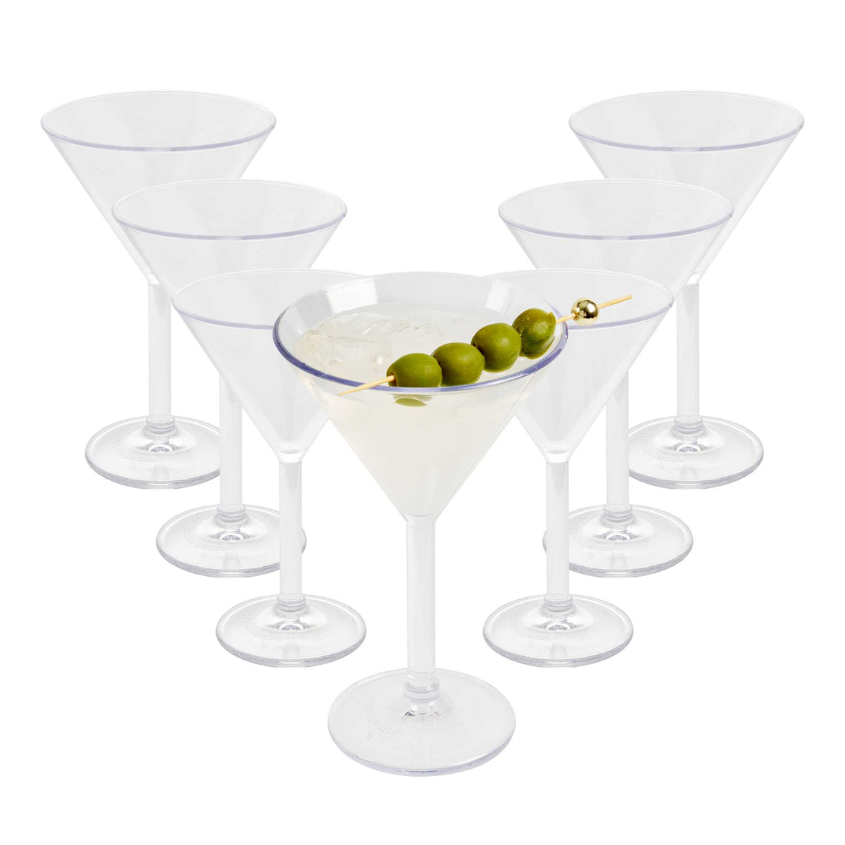 Bev Tek 10 oz Clear Tritan Plastic Martini Glass - 4 1/2" x 4 1/2" x 7 1/2" - 6 count box