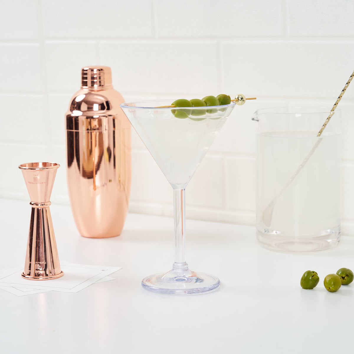 Bev Tek 10 oz Clear Tritan Plastic Martini Glass - 4 1/2" x 4 1/2" x 7 1/2" - 6 count box