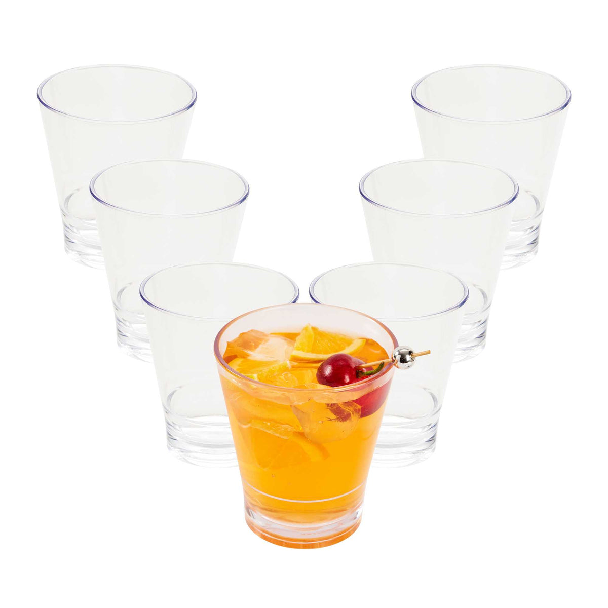 Bev Tek 12 oz Clear Tritan Plastic Stackable Rocks / Double Old Fashioned Glass - 3 1/2" x 3 1/2" x 4" - 6 count box