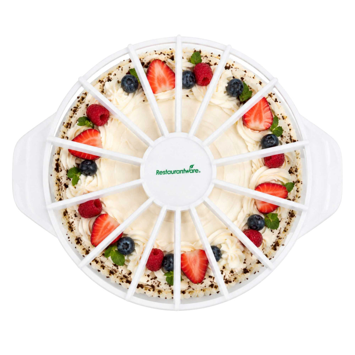 Pastry Tek Plastic Double-Sided Cake Marker - 10 or 12 Slices, Up To 16" Cakes - 12 1/2" x 10 1/4" x 1" - 1 count box