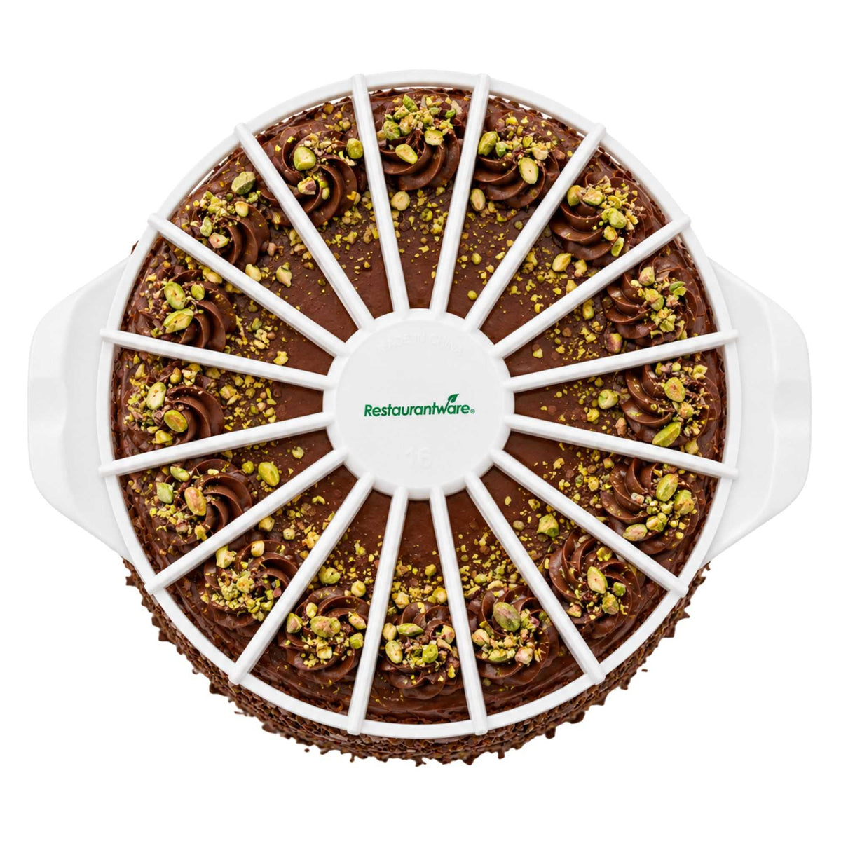 Pastry Tek Plastic Double-Sided Cake Marker - 14 or 16 Slices, Up To 16" Cakes - 12 1/2" x 10 1/2" x 1" - 1 count box