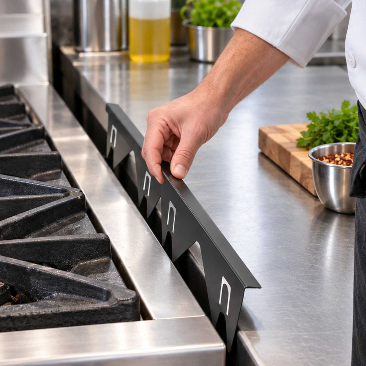 Chef 101 Black Stainless Steel Stove Gap Cover - Extendable - 13 3/4" x 3/4" x 4" - 2 count box