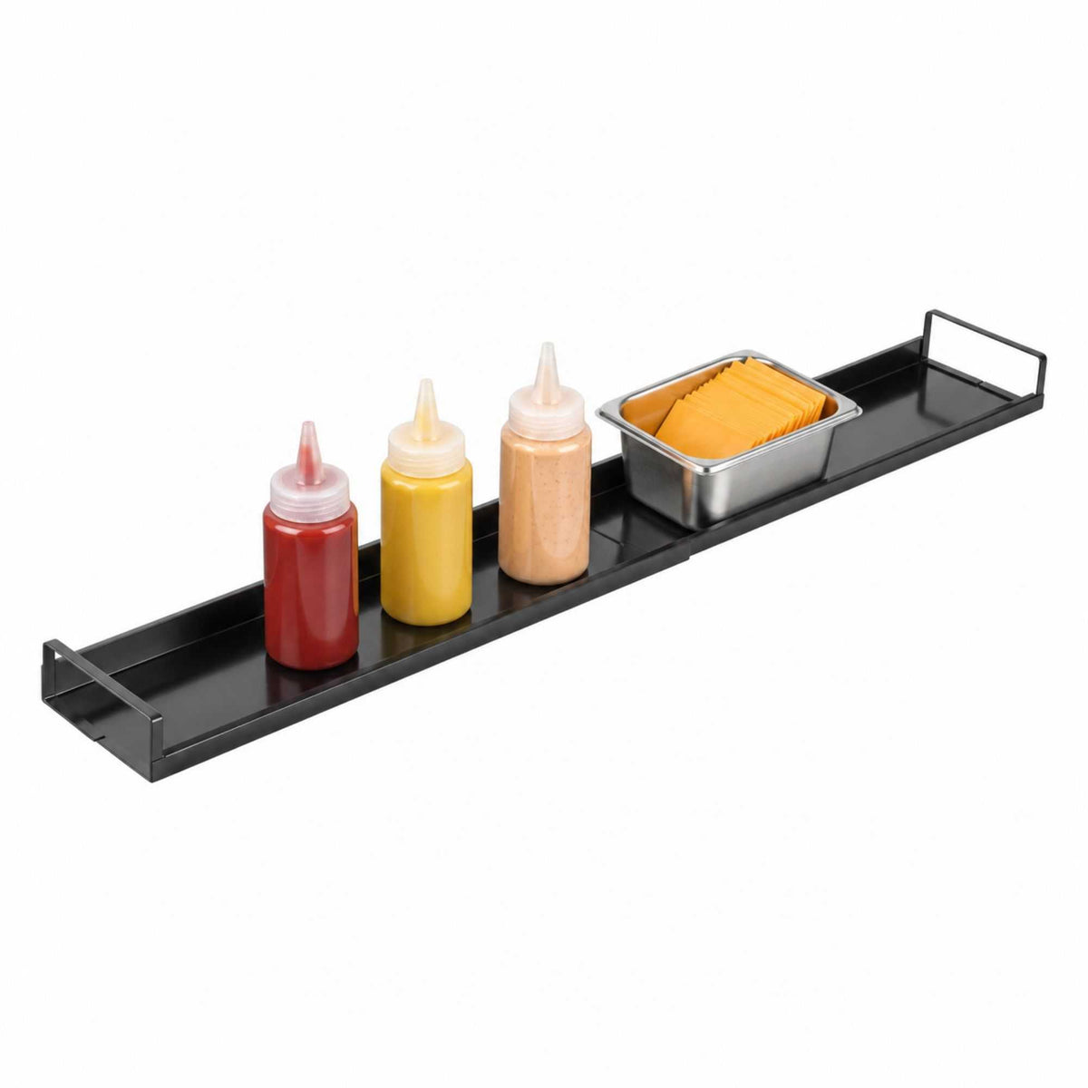 Chef 101 Black Carbon Steel Stove Top Shelf - Extendable, with 4 Magnets and 4 Adhesive Pads - 16 1/4" x 4 1/4" x 1 1/2" - 1 count box