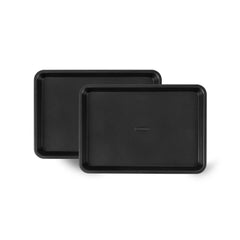 Pastry Tek Black Carbon Steel Quarter Size Sheet Pan - Non-Stick, Tapered Edge - 12 3/4