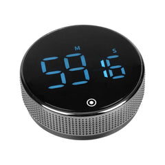 Chef 101 Round Black Digital Kitchen Timer - LED Display, Magnetic - 2 3/4