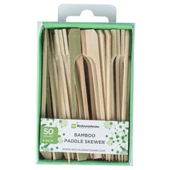Natural Bamboo Paddle Skewer - Retail Pack - 4