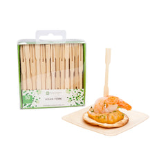 Natural Bamboo Asian Fork - Retail Pack - 3 1/2