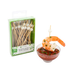 White Bamboo Pearl Skewer - Retail Pack - 4