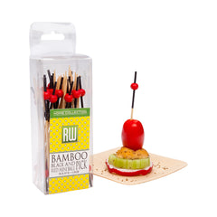 Black and Red Bamboo Mini Ball Skewer - Retail Pack - 4