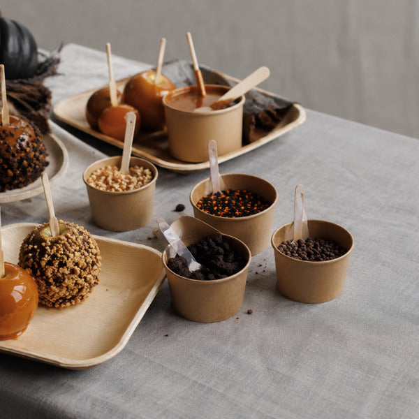 Caramel apple bar station for a Halloween catering event