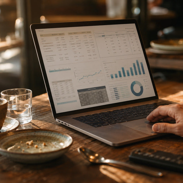 Calculating the cost to hire a chef, with salary benchmarks and compensation data on a laptop