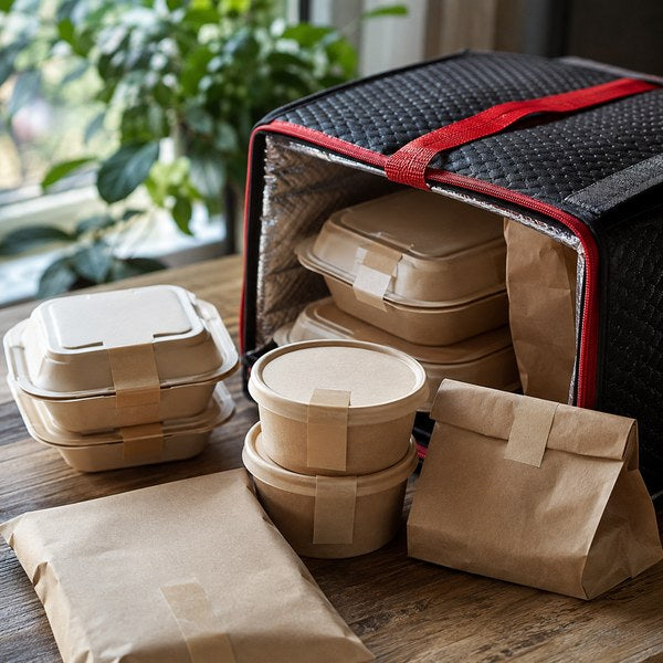 Insulated delivery bag and tamper-evident to-go packaging protecting restaurant margins on app orders