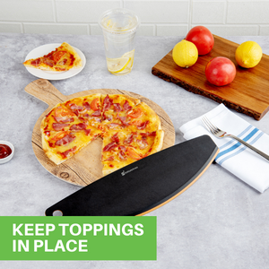 Nature Tek Black Wood Pizza Cutter / Rocker - 16