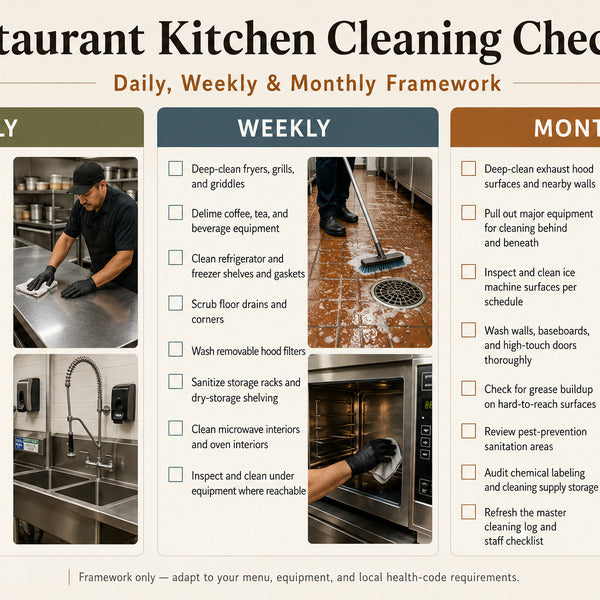 Weekly and monthly restaurant kitchen cleaning tasks checklist