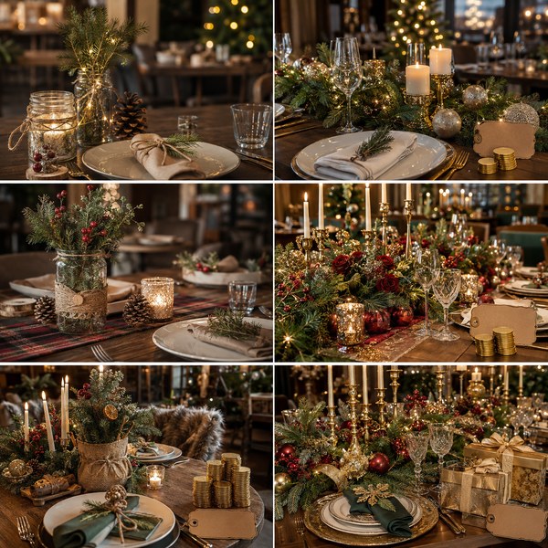 Infographic comparing DIY vs professional restaurant Christmas decorations costs by budget tier
