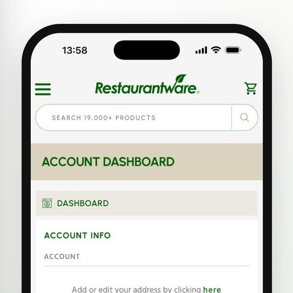The Account Dashboard in the Restaurantware mobile app